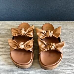 ShuShop Kiki Camel Knotted Bow Sandals